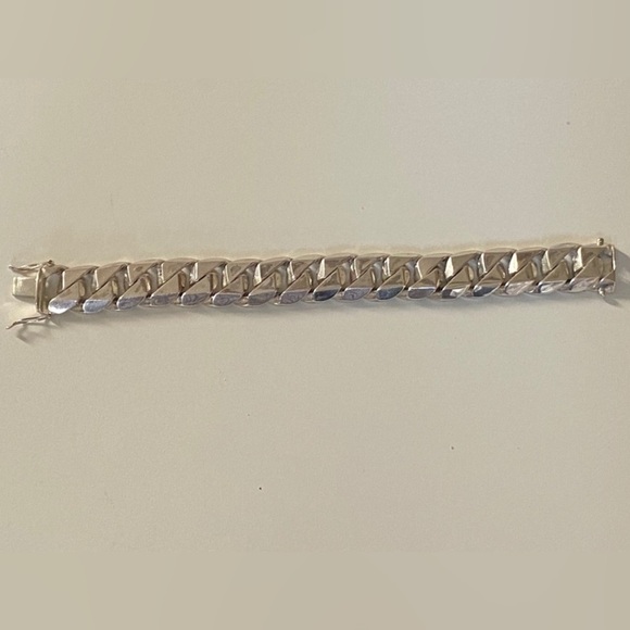 21mm 165gr 925 Silver handmade wide thick bracelet 9 inches chain